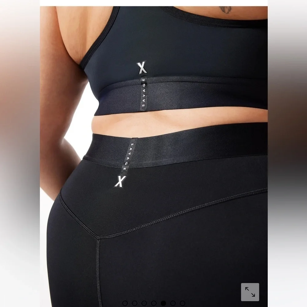 Savage X Fenty Lineup High Waisted Active Yoga Workout Black Pocket Legging 3X